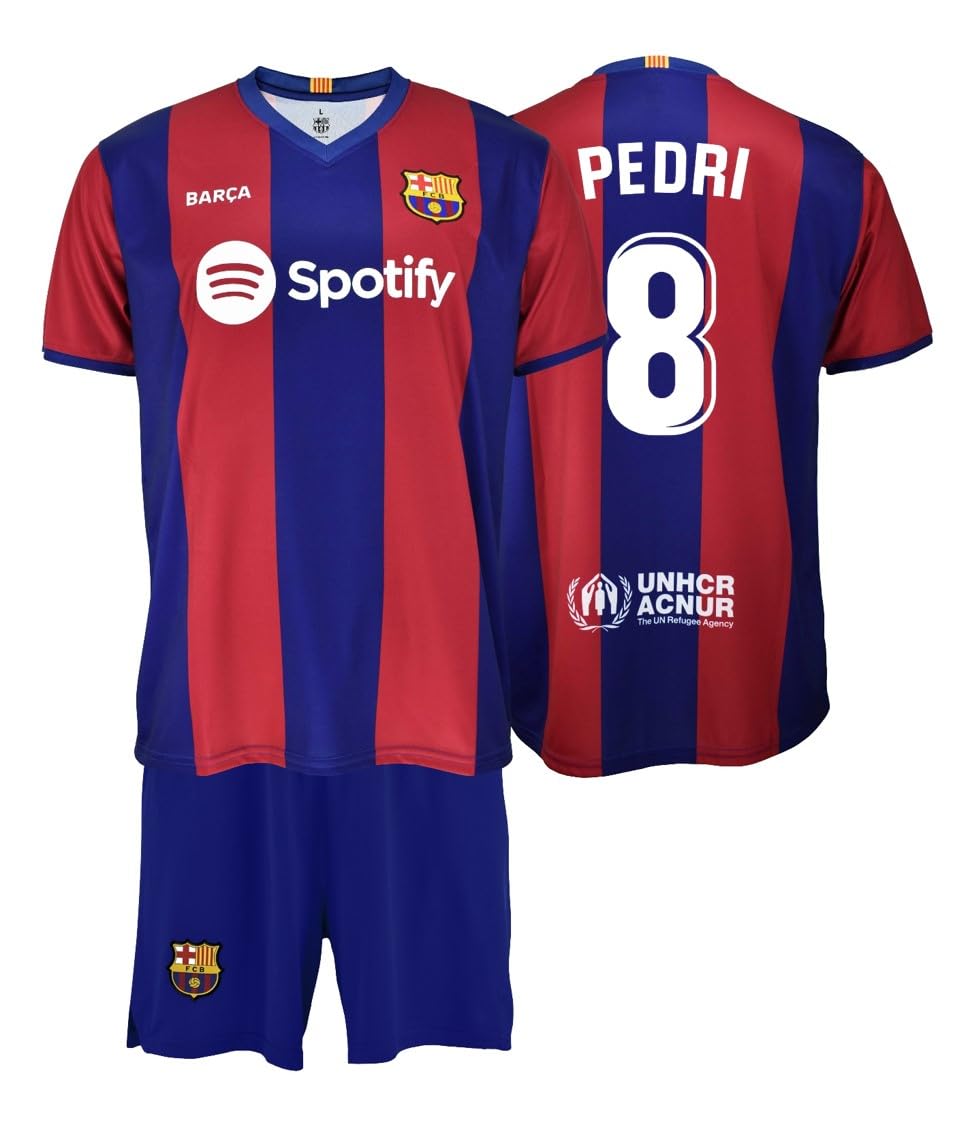 Futbol Club Barcelona Camiseta y Pantalón - PEDRI 8 - Primera Equipación Temporada 2023/2024 - Réplica Oficial con Liciencia Niño