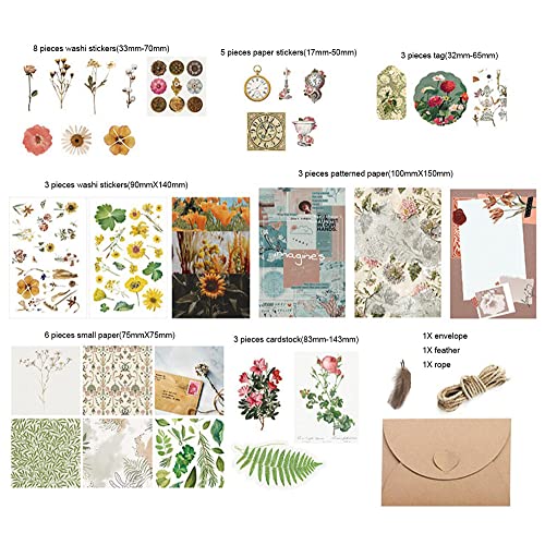 Molneso Antique Flower Sticker Kits For Scrapbooking, Journaling, Junk Journals, Card Making Vintage Botanical Paper Packs, Washi Stickers, Floral Embellishments #TOP1