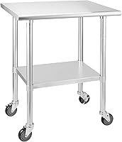 Vista 1 de Stainless Steel Table with Wheels,24 x 30 Inch NSF Stainless Steel Prep Table,Outdoor Prep Table for Restaurant,Commercial Kitchen,Garage,Home