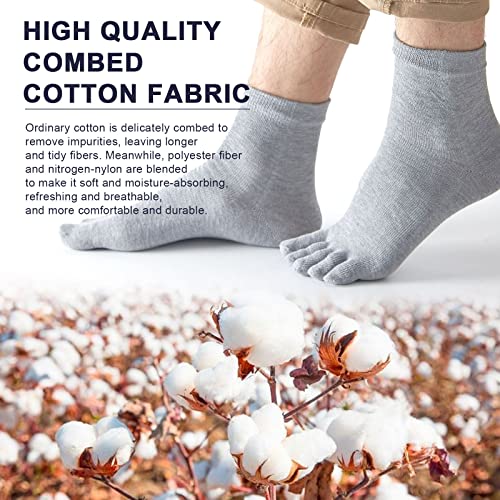 Image of TSHAOUN 5 Pairs Toe Socks Running Five Finger socks,Men's Toe Socks Cotton Running Five Finger Mini Crew Socks,running socks,Sports Toe Socks,Breathable Five Finger Socks,UK 6-10 /Eur 39-45