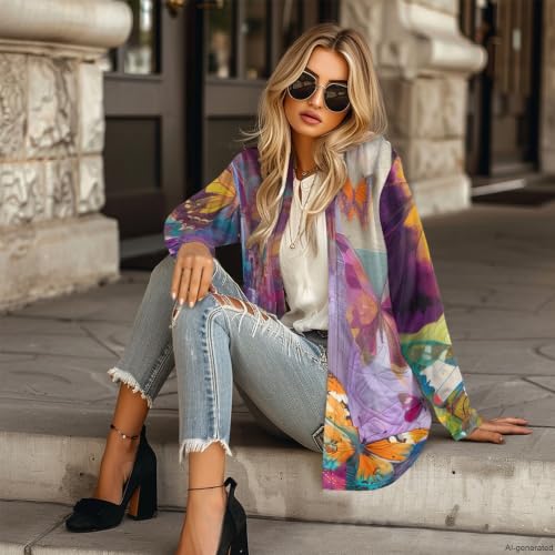 Image of Cardigan Sweaters for Women Long Sleeve Cardigan Soft Drape Open Front Fall Dusters V-Neck Jackets Dressy Loose Coat