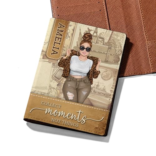 Personalized Name Collect Moments Not Things Leather Passport Holder Custom Woman Travel Passport Cover Fun Unique Gift For Traveler Gift For Girl Traveling Lover 48