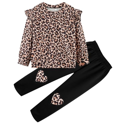 Image of Girls Fall Winter Outfits Cartoon Animal Long Sleeve Crewneck Sweatshirt Top+Sweatpant 2 Piece Clothing Set 3-9T