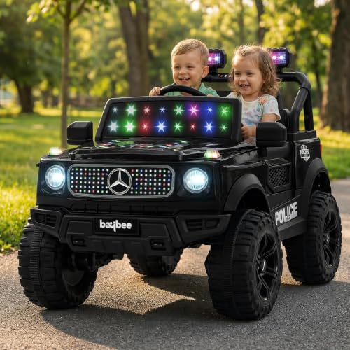 Image of Baybee CruzeX 4x4 Battery Operated Jeep for Kids with Parental Control | Baby Ride On Electric Car with RGB Lights, Music & Swing Mode | Rechargeable Battery Car for Kids 2 to 6 Years (Black)