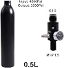 TUXING 4500Psi PCP Paintball Tank 0.5L 4500psi CE Approved Aluminum Cylinder Paintball Regulator with Valve Regulator Gauge Output Pressure:2200psi-M18*1.5