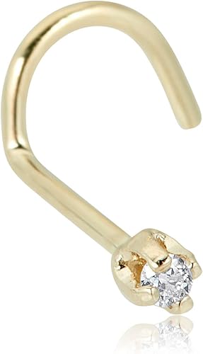 AVORA 14K YellowWhite Gold Diamond Nose Ring Body Jewelry (22 Gauge)