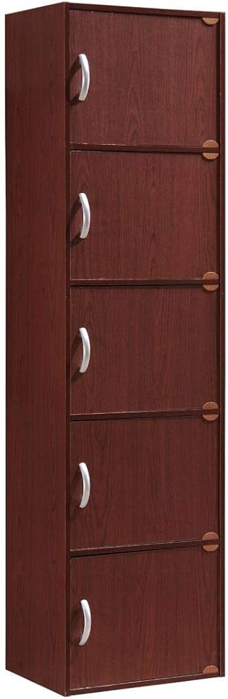 Amazon.co.jp: Hodedah 本棚 マホガニー 5段 5枚扉 【日本正規