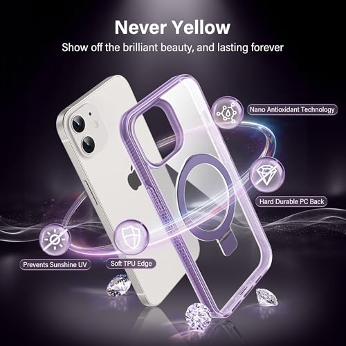 Coque iPhone 12 Pro transparente violette antichoc et étui compatible MagSafe 6.1