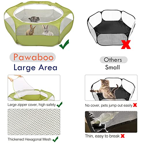 Pawaboo PXCWLGL-NYGL200421 Small Animals Playpen, Waterproof Small Pet Cage Tent With Zippered Cover, Portable Outdoor Yard Fence With 3 Metal Rod For Chick/Kitten/Puppy/Guinea Pig/Rabbits/Hamster/Chinchillas,Green thumb #2