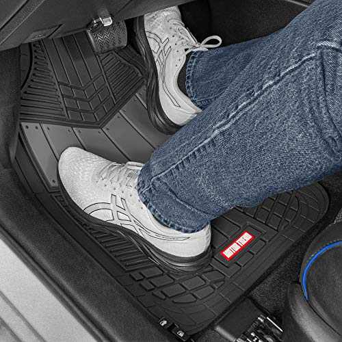 Motor Trend Dualflex All-Weather Rubber Floor Mats For Car, Truck, Van & Suv – Waterproof Front & Rear Liners With Drainage Channels & Two-Tone Sport Design #TOP2