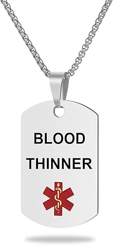 Collar de alerta médica, etiqueta grabada con láser, grabado personalizado, etiqueta de identificación de acero inoxidable, colgante para hombres y