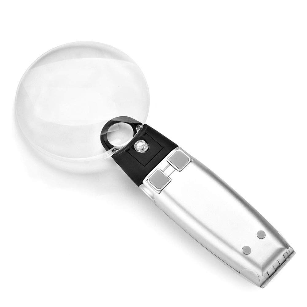 Lupas educativas para Pasatiempos, Lupa de Mano con luz LED HD para Estudiantes de niños Mayores, Lente óptica Ultra Clara, de Escritorio, de Mano, de Doble Uso charitable