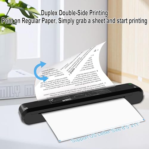 Image of Portable Printers Wireless for Travel - 300 DPI Bluetooth Thermal Printer Support 8.5x11 US Letter & A4 Regular Copy Paper, Inkless Printer Compatible with Mobile & Laptop for Home Office