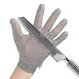 GOL-SIV ANSI A9 Cut Resistant Stainless Steel Metal Mesh Chainmail Gloves,Butchers Gloves Food Grade For Kitchen Cooking, Oyster Shucking, Glass Processing, Tool Sharpening, 5 Finger, (S)