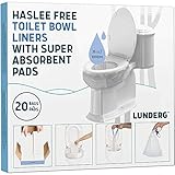 Lunderg Toilet Bowl Liners with Super Absorbent Pads - Value Pack 20 Count Universal Fit - Disposable Toilet Bags to Convert any Home, Boat or Camping Toilet in a Dry Toilet - Make Life so Much Easier