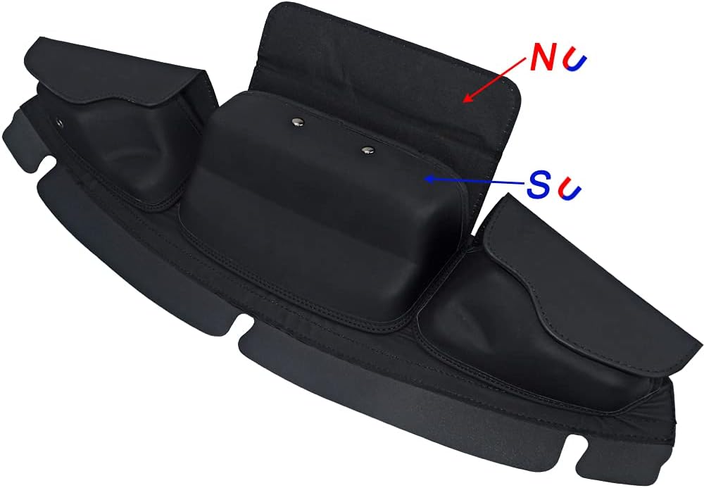 FOVPLUE Windshield Saddle，3 Pocket Saddle Batwing Fairing Pouch Windshield Bag for 2014-2021 Touring Glide Street Glide Electra Glide FLHX FLH, Black