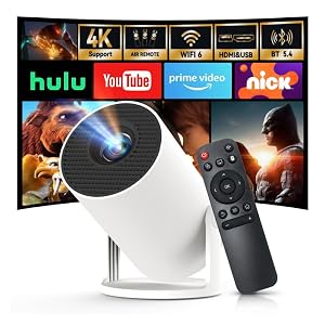 Built-in Apps 2025 Upgraded Mini Projector with Wi-Fi 6 Bluetooth 5 4 1080P 4K Support Full HD Auto