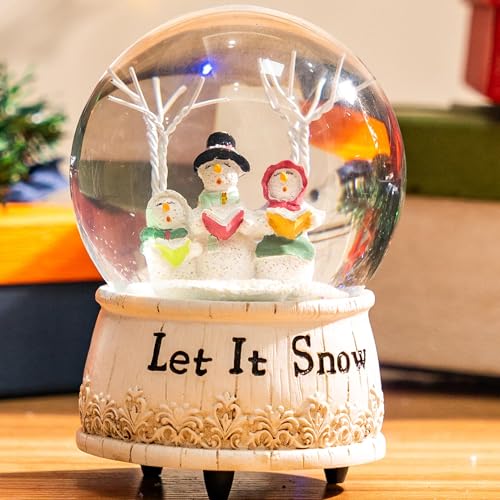 Christmas Snow Globes Glitter Water Globe Musical Snow Globe Decoration Plays Let It Snow, Snowman Xmas Snow Globe for Holiday Decoration