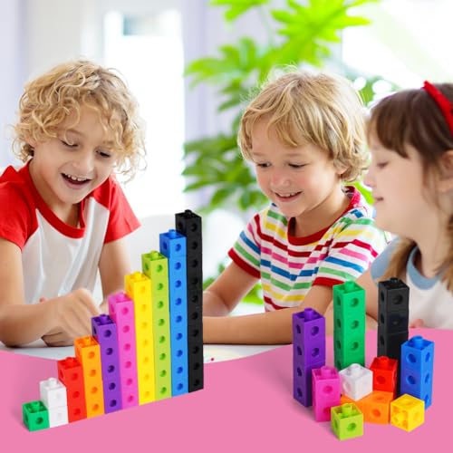 HOTUT Steckwürfel, 100 Stück Steckwürfel Grundschule, Rechenwürfel Grundschule, Lernen Lernspiele, Mathe Würfel zum Zählen… – Ansicht 9
