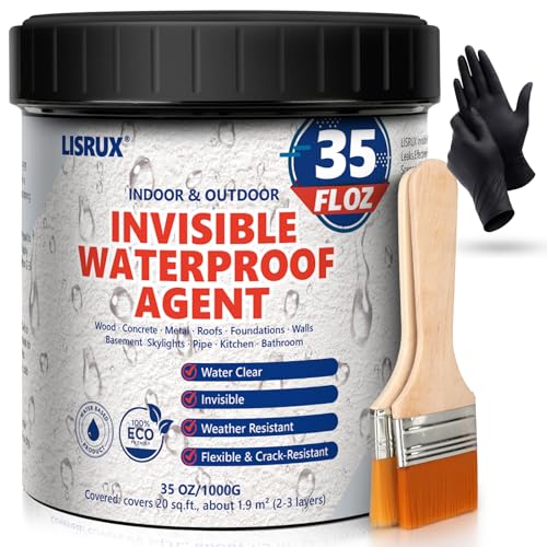 Waterproof Sealant 35 oz Clear Transparent Waterproof Coating Water-Based Invisible Waterproof Agent for Roof Wall Garden Terrace Indoor and Outdoor Use