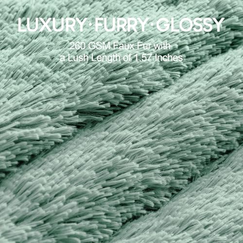 Image of Cottonblue Weighted Blanket 20lbs 60x80 inches for Queen Bed, Faux Fur Sherpa Weighted Blanket for Adults, Plush Cozy Bed Blanket with Glass Beads for Calm and Relax,Sage Green