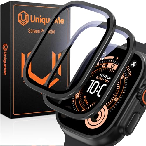 UniqueMe für 2 Stück Apple Watch Ultra 3/2/1 49mm Full Screen 7H Displayschutz - Langlebigste & Vollabdeckung - Blasenfrei Kratzschutz und Klarheit für Ihre Apple Watch 49mm Folie-Matt Schwarz