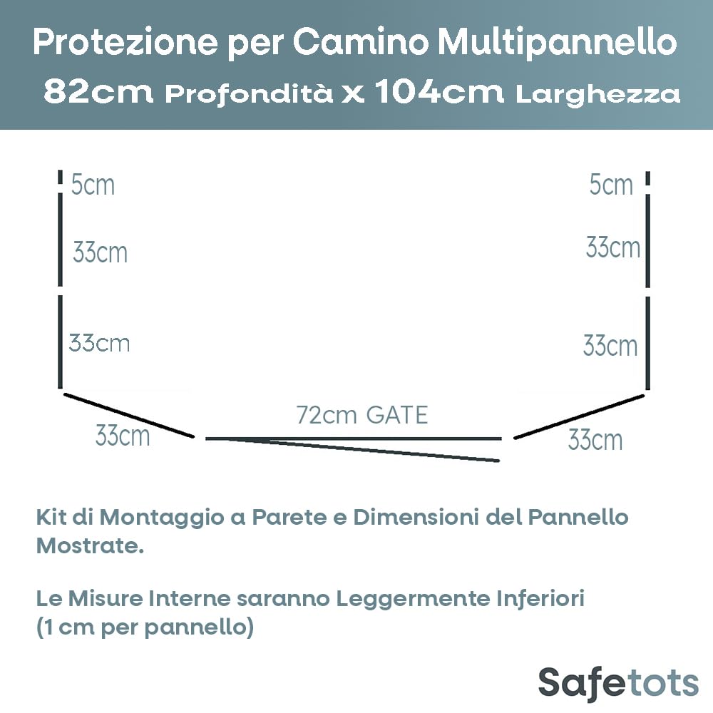 Safetots Protezione per Camino Multipannello, 82cm di Profondità x 104cm di Larghezza, Bianco, 70cm di Altezza, Paracamino per Bambini e Animali Domestici, Barriera di Sicurezza
