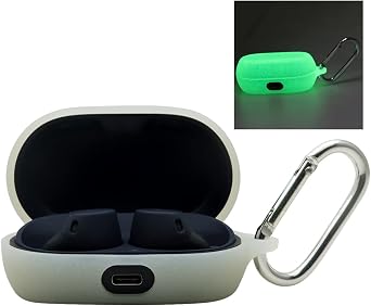 Glow Case for Jabra Elite 7 Pro/Elite 7 Active Glow in Dark,Fluorescence Silicone Case for Item Finder Headphone Case Cover,Luminous Holder with Keychain Carabiner,Glow Green