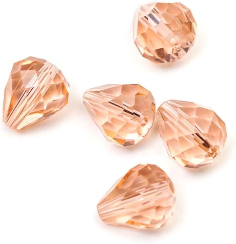 Miniatura 3 de 50 cuentas de cristal de lágrima facetadas de Adabele austriaco de 0.472 pulgadas, color rosa Padparadscha claro, compatibles con 5500 cristales de