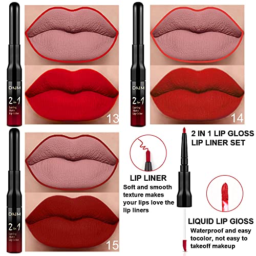 Evpct 3Pcs Deep Dark Red Lip Stain Paint Matte Lip Liner And Lipstick Set Long Lasting Smudge Proof Labiales Matte Mate Larga Duracion Listip 24 Hours Matte A Prueba De Agua Mate 24 Horas Originales #TOP1