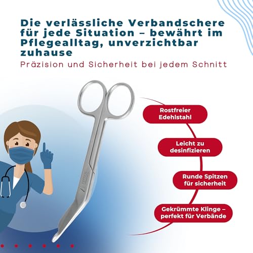 REMOS Verbandschere Edelstahl rostfrei 11.5cm klein - Hochwertig verarbeitet - präziser Schnitt
