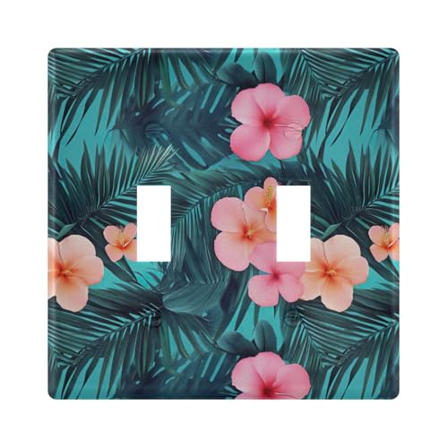UMIRIKO Tropical Flowers Palm Leaves Light Switch Cover Plate Covers Decorative Double Toggle Home Decor 202b7181