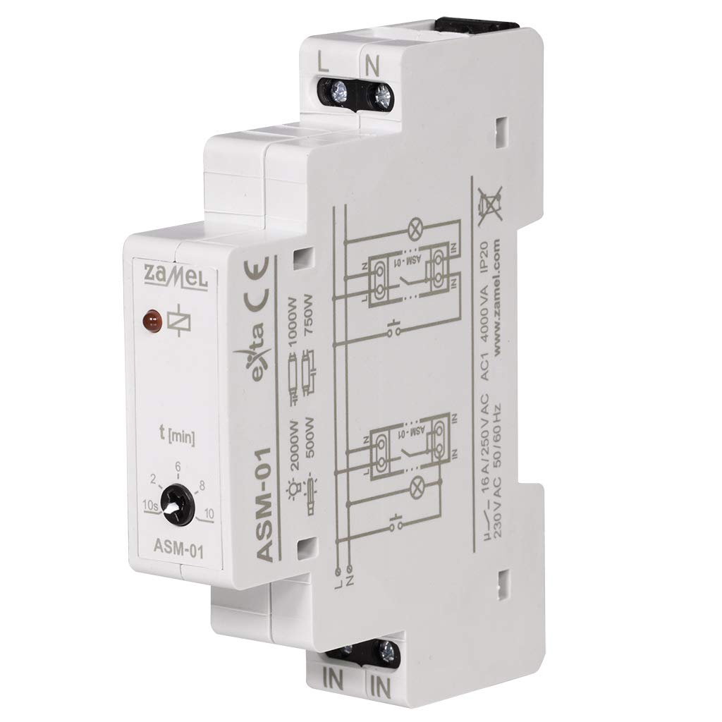zaMelASM-01 stair light time switch, top-hat rail, 230 V