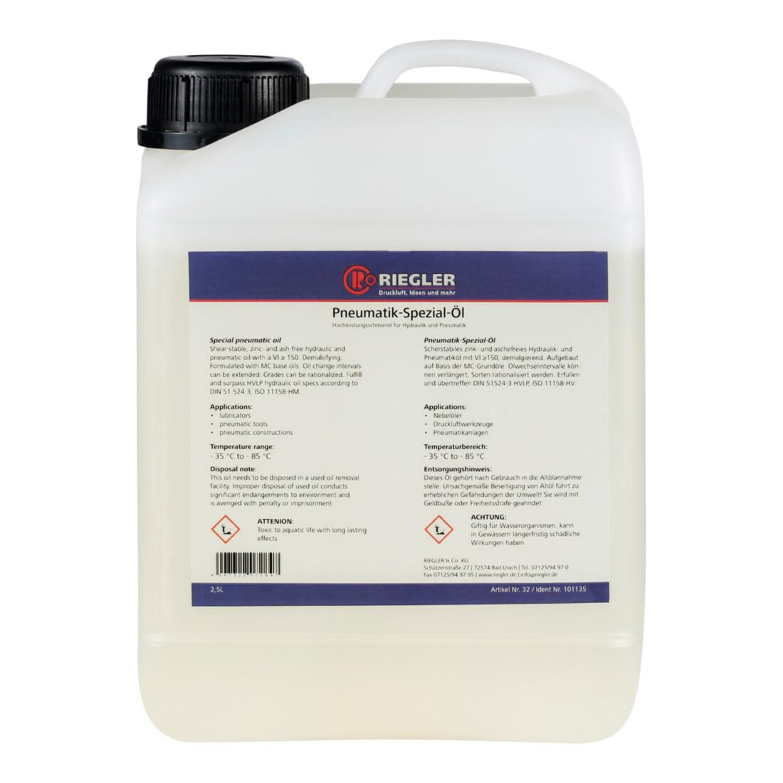 RIEGLER Pneumatik-Spezial-Öl 2,5 l