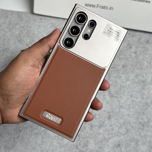 Image of FRATO Metallic AeroFLex Aluminium Leather Case for Samsung Galaxy S24 Ultra (Brown)