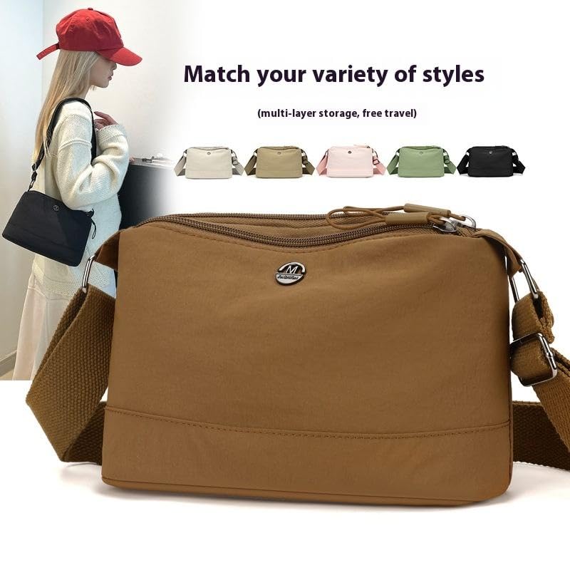 Image of WildHorn Nylon Sling Bag for Women | Lightweight Crossbody Shoulder Bag | 3 Zipper Pockets | Adjustable Strap | Travel, Office & Daily Use