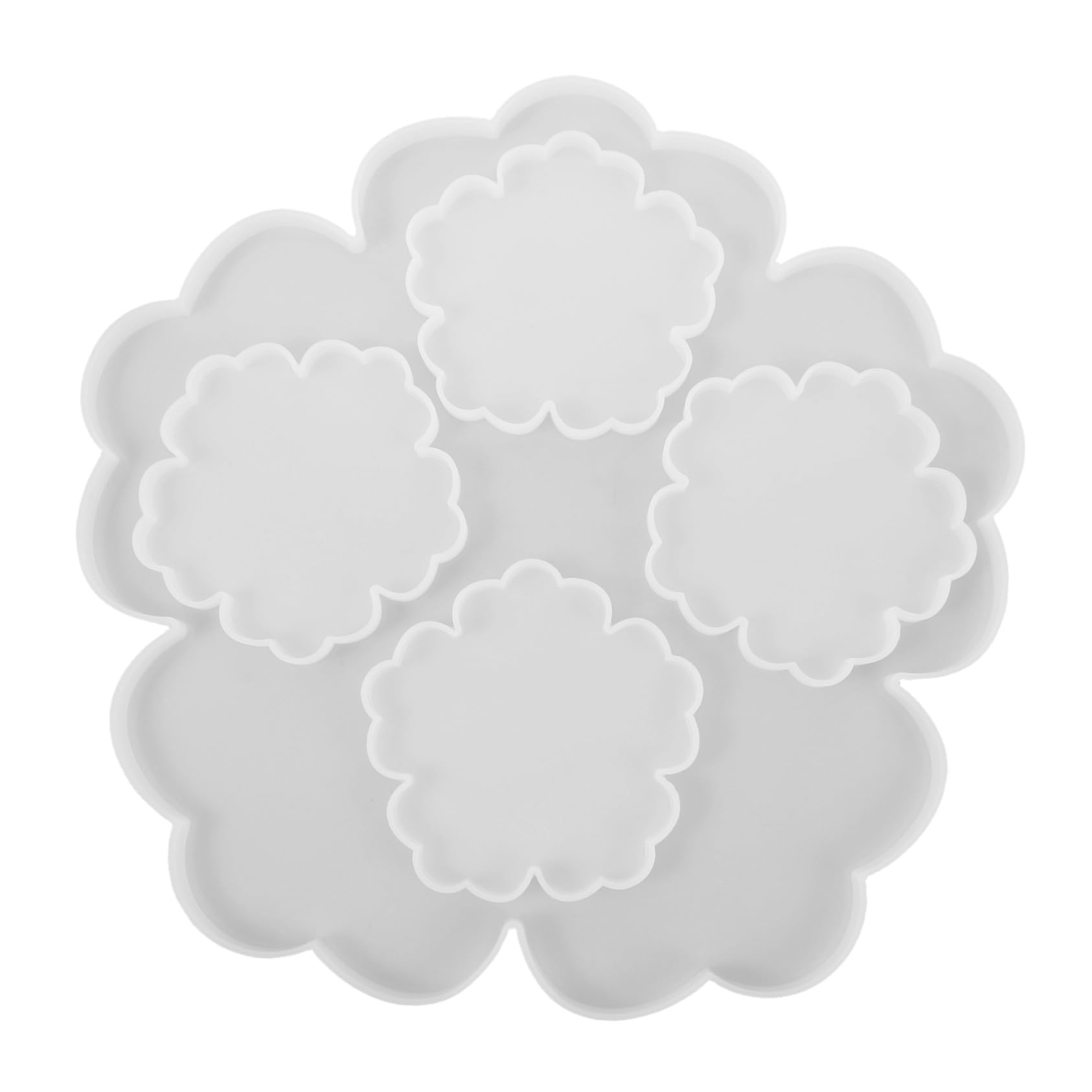 SEWACC Moule en Silicone Fleur pour Résine, 1 Set, Blanc, Grand Plateau