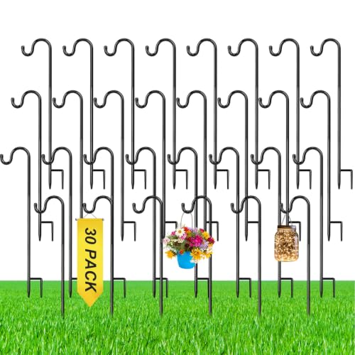 Image of 30 Pcs 24 Inch Shepherds Hook for Outdoor Adjustable Bird Feeder Pole