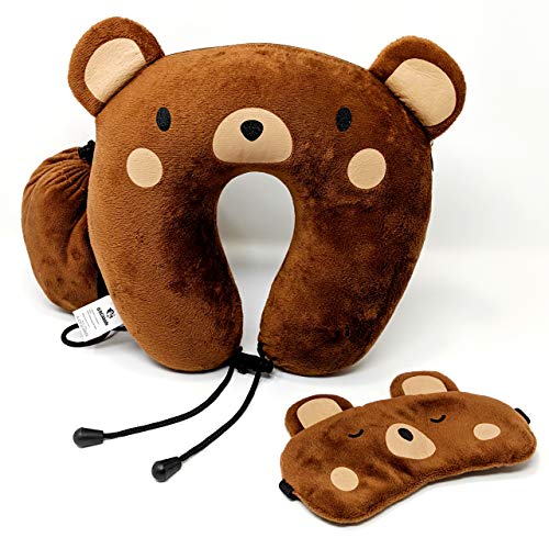 Orca Families Memory Foam Neck Pillow for Kids | Includes Eye Mask for Quality Sleep | Car and Airplane Travel | Memory Foam | for Children 4 and Up