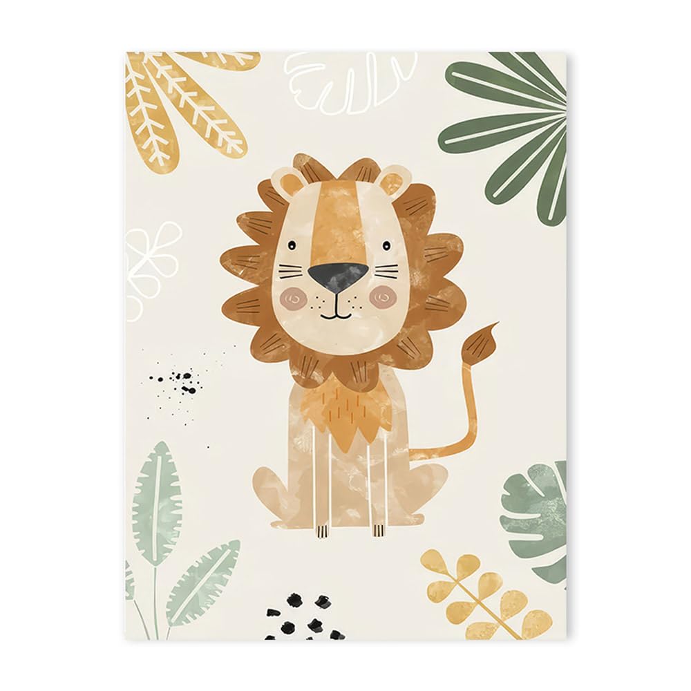 3 Affiches Animaux Jungle Lion Girafe Zebre Tableau Savane Bebe Deco Chambre Bebe Garcon Vert Beige Poster Affiche Chambre Enfant Foret 30x40 Affiche Animaux Chambre Bébé sans Cadre (BYCH076-30x40)