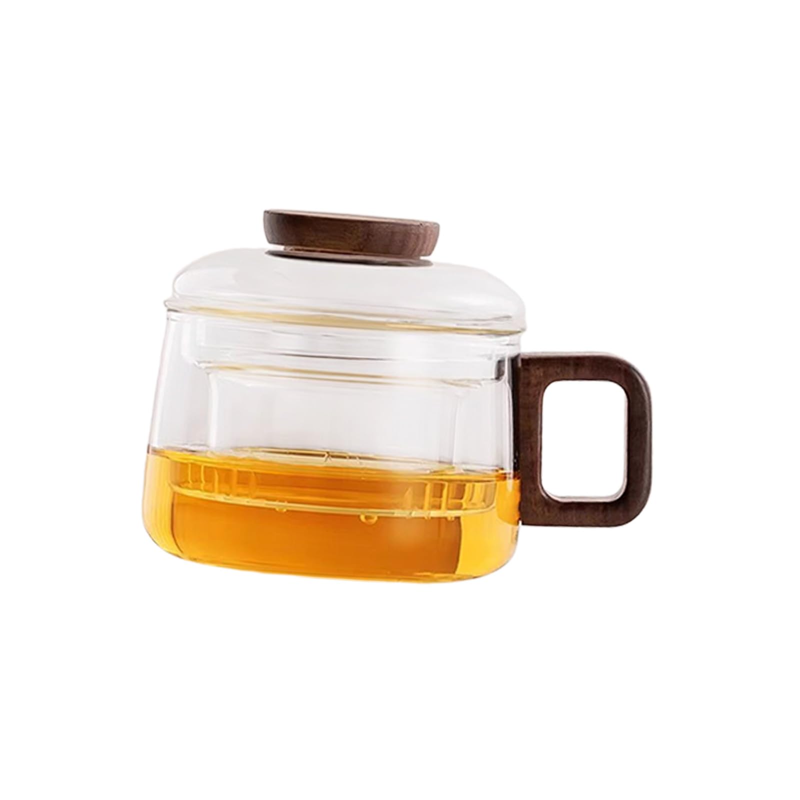 Qusinfc Borosilicate Glass Tea Cup with Wooden Handle for Hot Cold Beverages Coffee Mug Perfect for Home Offices Use Multipurpose Beverage Cup