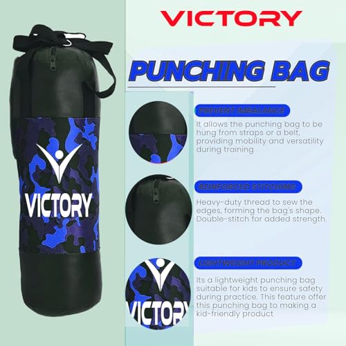 Image of VICTORY Boxing Kit for Kids| Pack of 4 (Boxing Gloves, Head Guard & Filled Punching Bag) | Boxing Training Punching Bag for Boys & Girls |