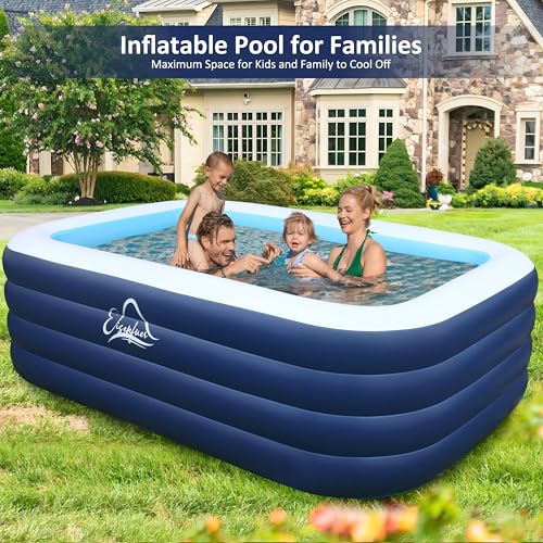 EISENFUER Inflatable Pool for Kids and Adults with No Collapse, 100" X 60" X 30" Deepened Swimming Pool for Toddlers, Outdoor, Garden, Backyard by EISENFUER - Used condition - Image 8
