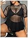 Verdusa Women's Plus Size Y2k Gothic Tops Sheer Mesh T Shirt Fishnet Rave Outfits Top Black 3X-Large Plus