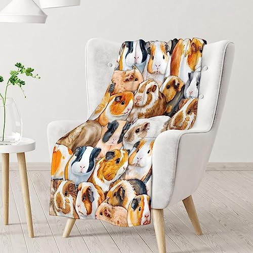 Guinea Pig Blanket Gifts - 50x60 Inches Cute Throw for Girls & Boys - Brown Soft Fuzzy Blankets for Bed, Couch & Living Room