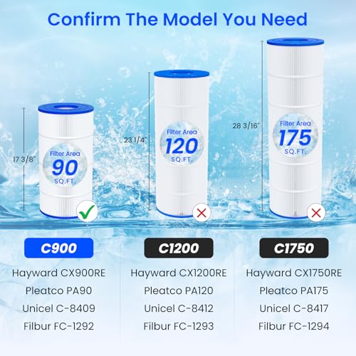 Future Way Cartuccia Filtro Piscina C900 Ricambio Per Hayward C900, Sostituisce Pleatco PA90, Hayward CX900RE, Unicel C-8409, 90 Mq - 4