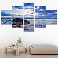 SIGNWIN 5 Panel Canvas Wall Art Modern Art Beach Coastal Multicolor Photography Relax/Calm Romantics for Home Decorations Ready to Hang - 60