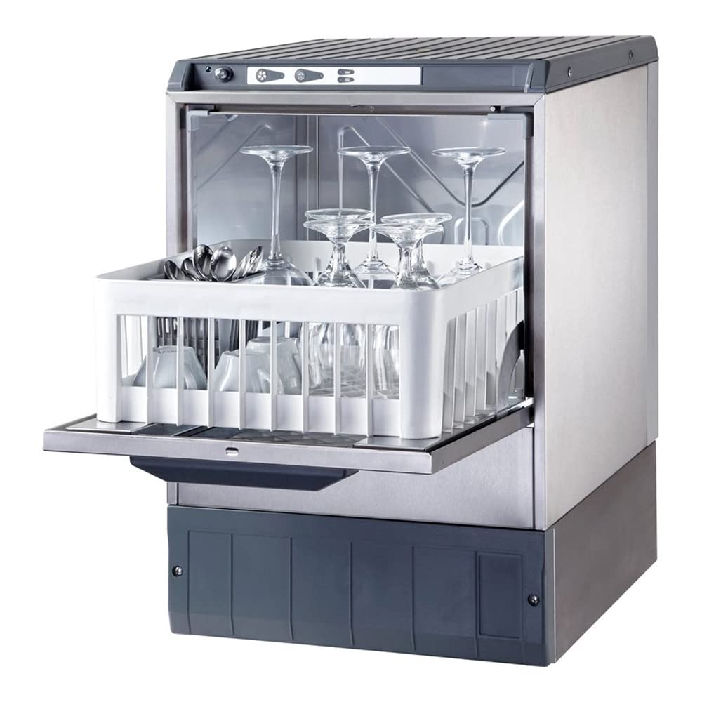 Stalwart 4000BTDD Commercial Glasswasher 1000-1200 Glasses/Hour 400mm Basket Gravity Drain Detergent Pump 13A Omniwash