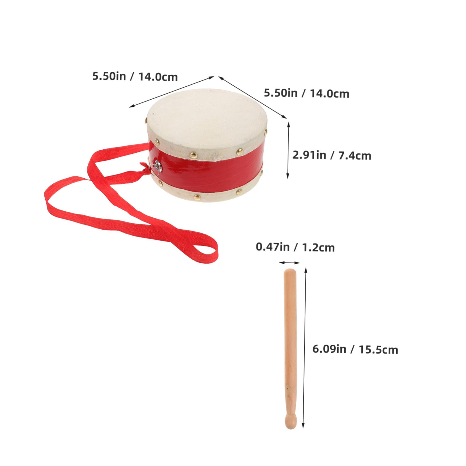 Garneck Hand Drum for Double Sided Percussion Instrument with Sticks for Preschool Musical Education and Performances Authentic Sheepskin Sturdy Design