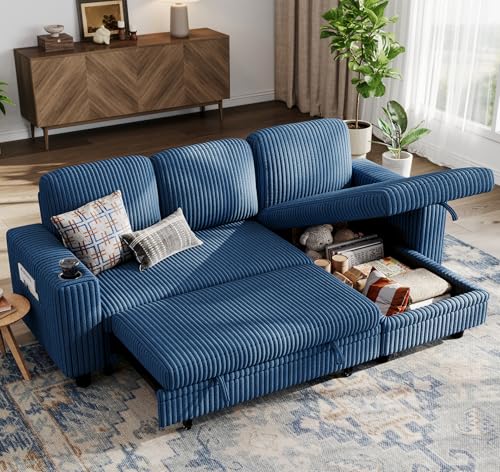 LINSY HOME Sectional Sleeper Sofa with Pull Out Couch Bed - Conve...